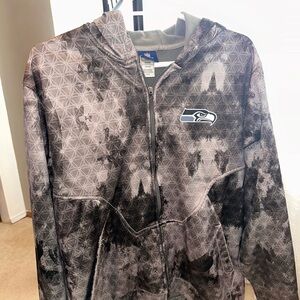 Reebok Seattle Seahawks Men's Geometric Pattern Jacket - Black and Gray. Vintage